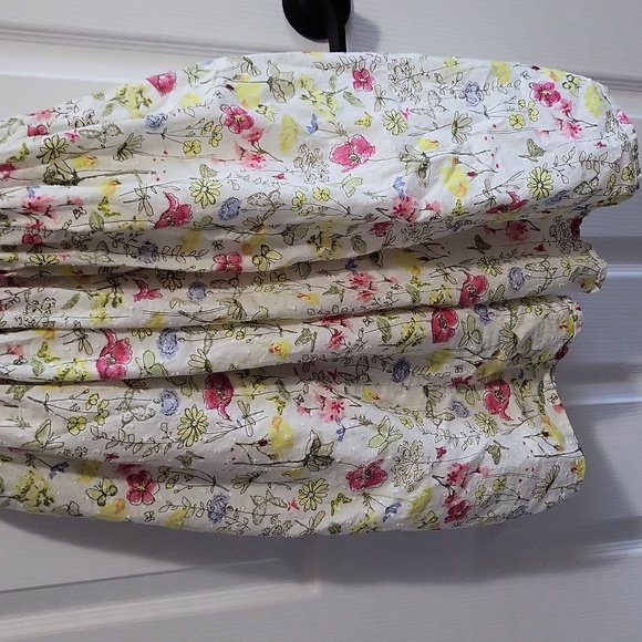 Floral print cotton lace trim ruched dress - Picture 4 of 12